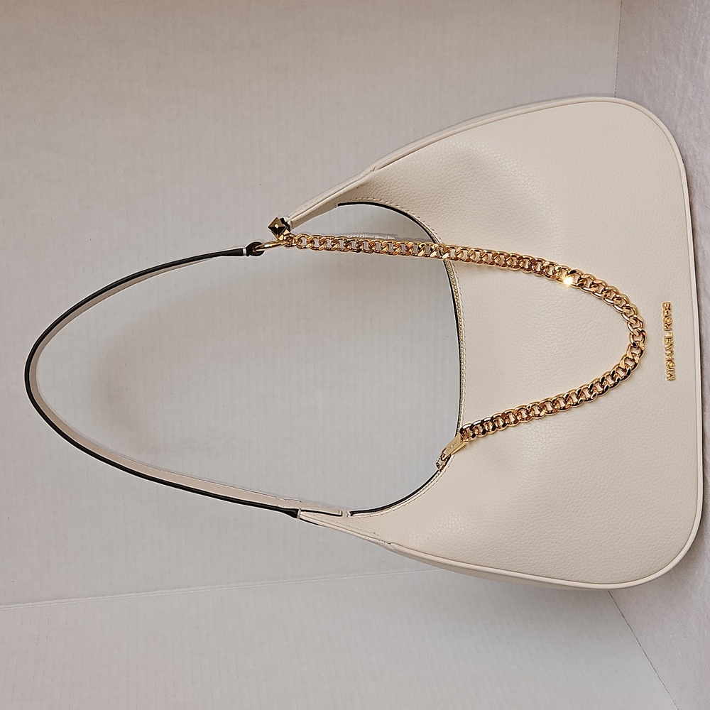 Michael Kors Lucinda Piper Ivory Grained Leather Small Shoulder Bag Purse